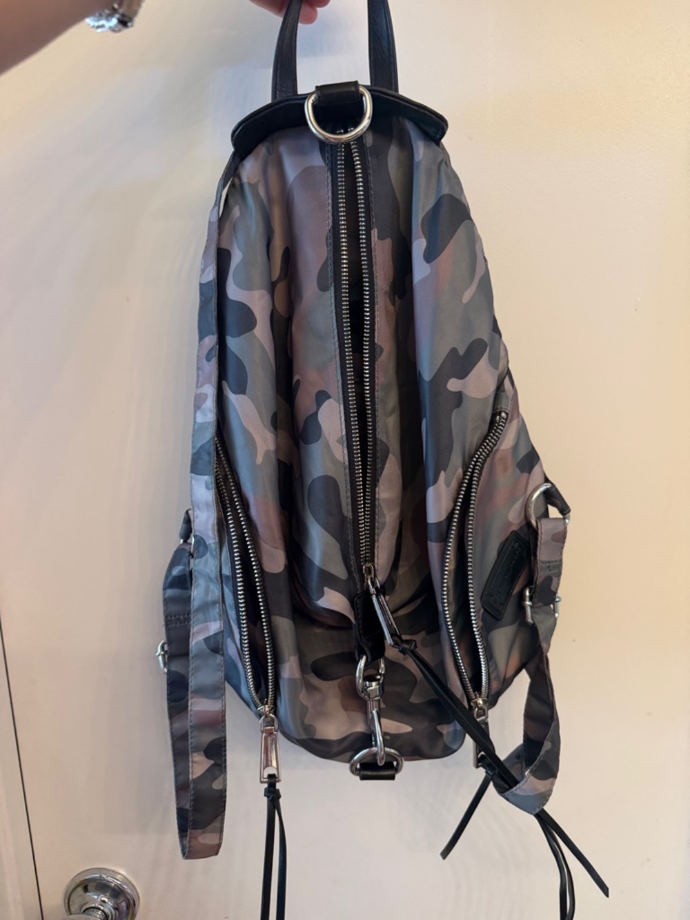 Rebecca Minkoff Gray and Black Camo Sling Backpack